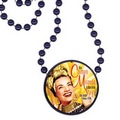 Round Mardi Gras Beads with Inline Medallion - Navy Blue